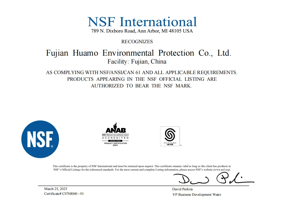 RO MEMBRANE NSF CERTIFICATION RO MEMBRANE NSF CERTIFICATION